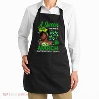 Queen March Birthday Black African American St Patricks day Apron thumb 2