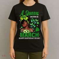 Queen March Birthday Black African American St Patricks day T-Shirt thumb 4
