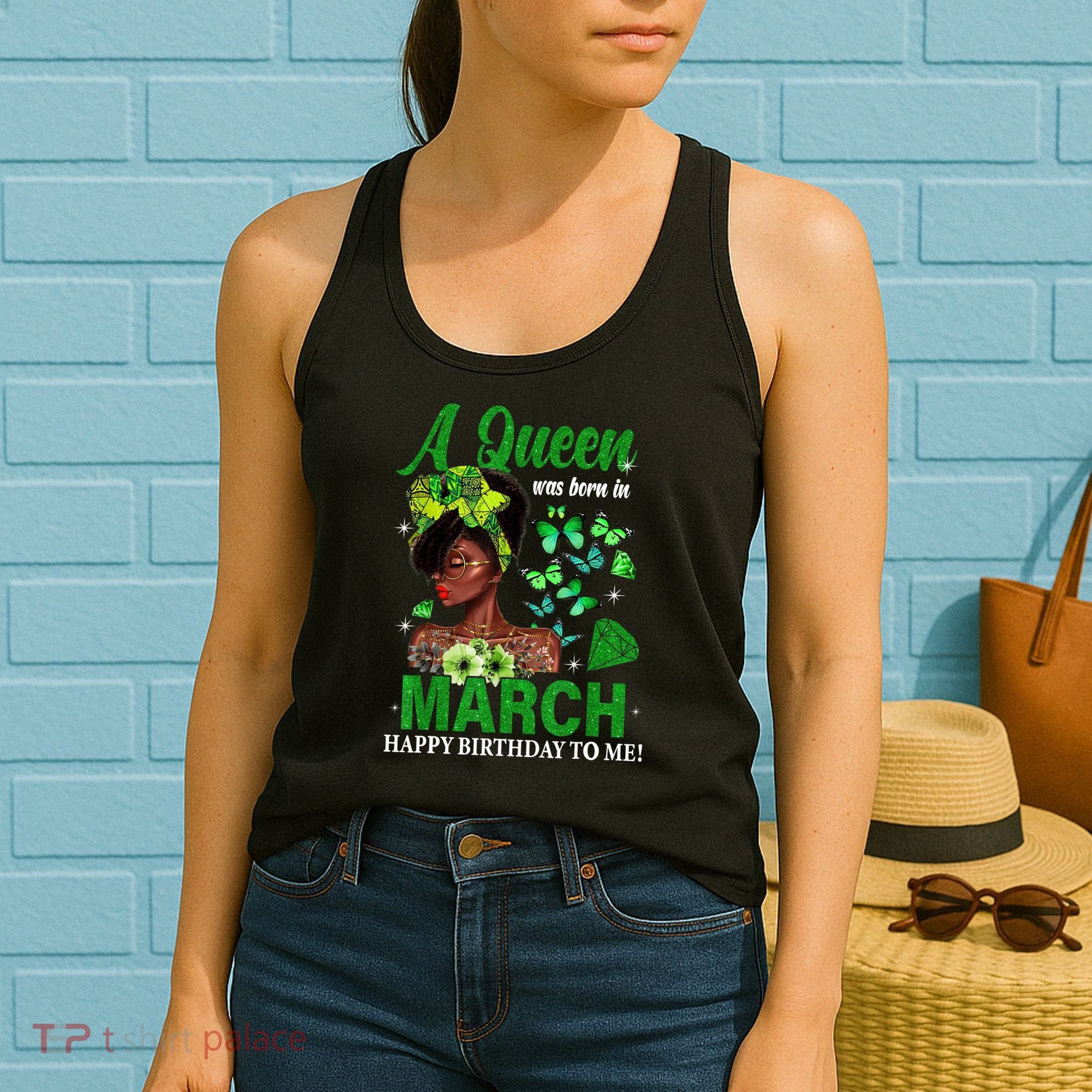 Queen March Birthday Black African American St Patricks day Women's Tank Top