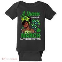 Queen March Birthday Black African American St Patricks day Baby Bodysuit thumb 0