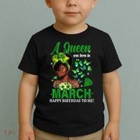 Queen March Birthday Black African American St Patricks day Toddler T-Shirt thumb 2