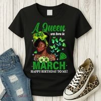 Queen March Birthday Black African American St Patricks day Women's T-Shirt thumb 3