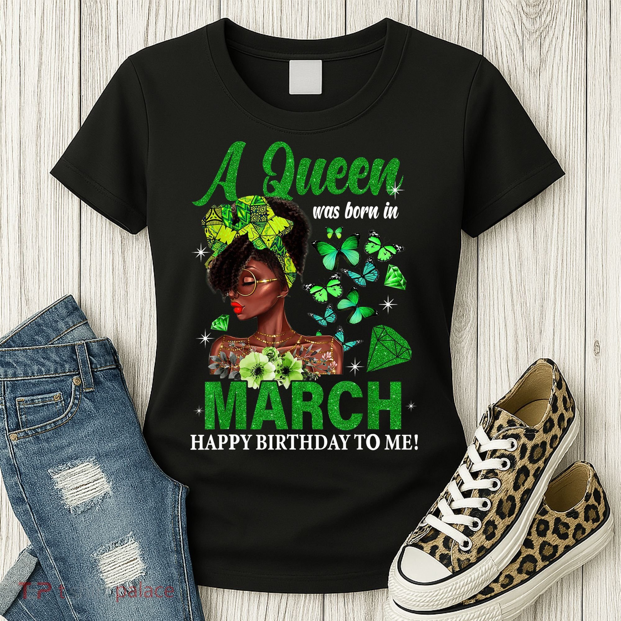 Queen March Birthday Black African American St Patricks day Women's T-Shirt