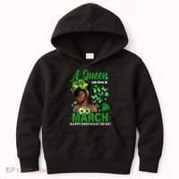 Queen March Birthday Black African American St Patricks day Kids Hoodie thumb 0