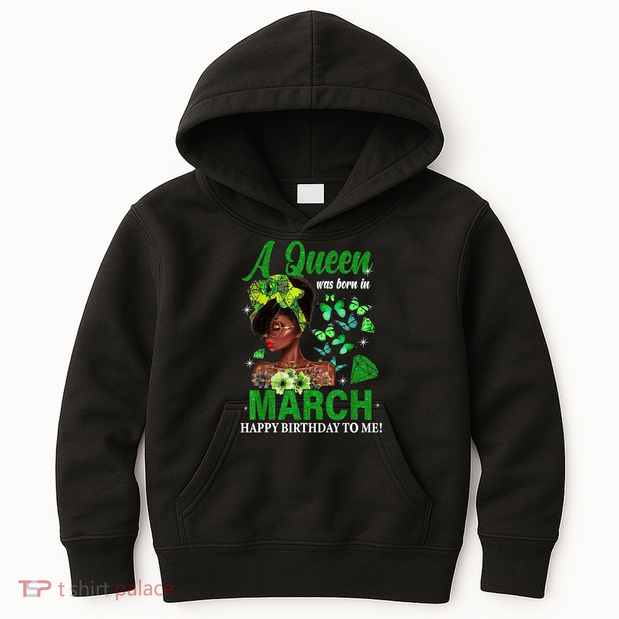 Queen March Birthday Black African American St Patricks day Kids Hoodie