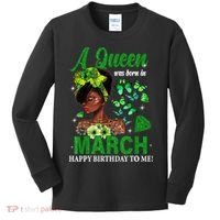 Queen March Birthday Black African American St Patricks day Kids Long Sleeve Shirt thumb 0