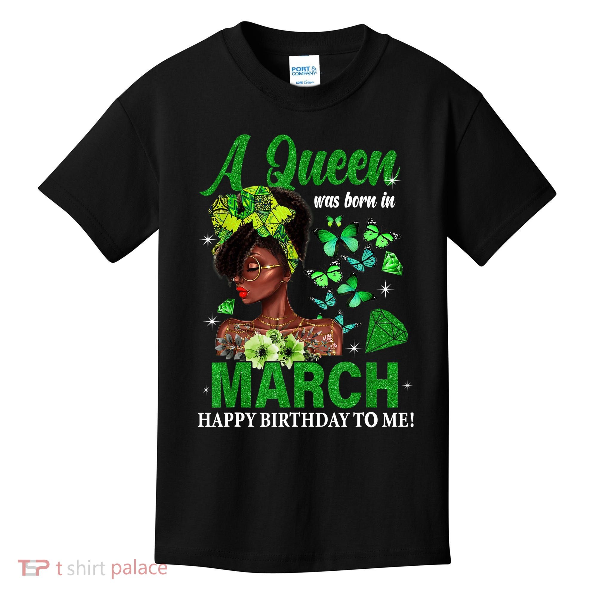 Queen March Birthday Black African American St Patricks day Kids T-Shirt