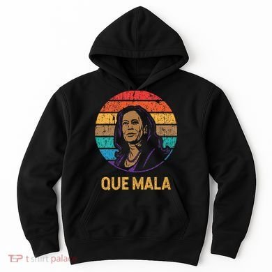 Que Mala Harris Retro Sunset Border Crisis Political Hoodie