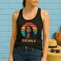 Que Mala Harris Retro Sunset Border Crisis Political Women's Tank Top thumb 2