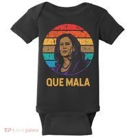 Que Mala Harris Retro Sunset Border Crisis Political Baby Bodysuit thumb 0