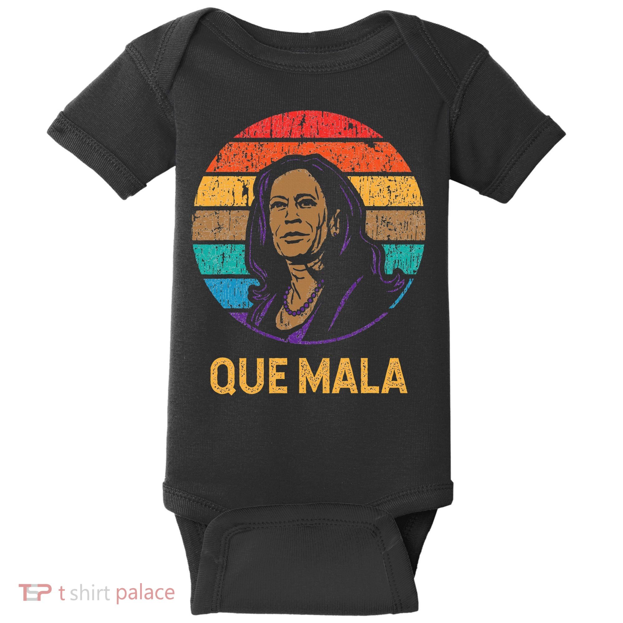 Que Mala Harris Retro Sunset Border Crisis Political Baby Bodysuit