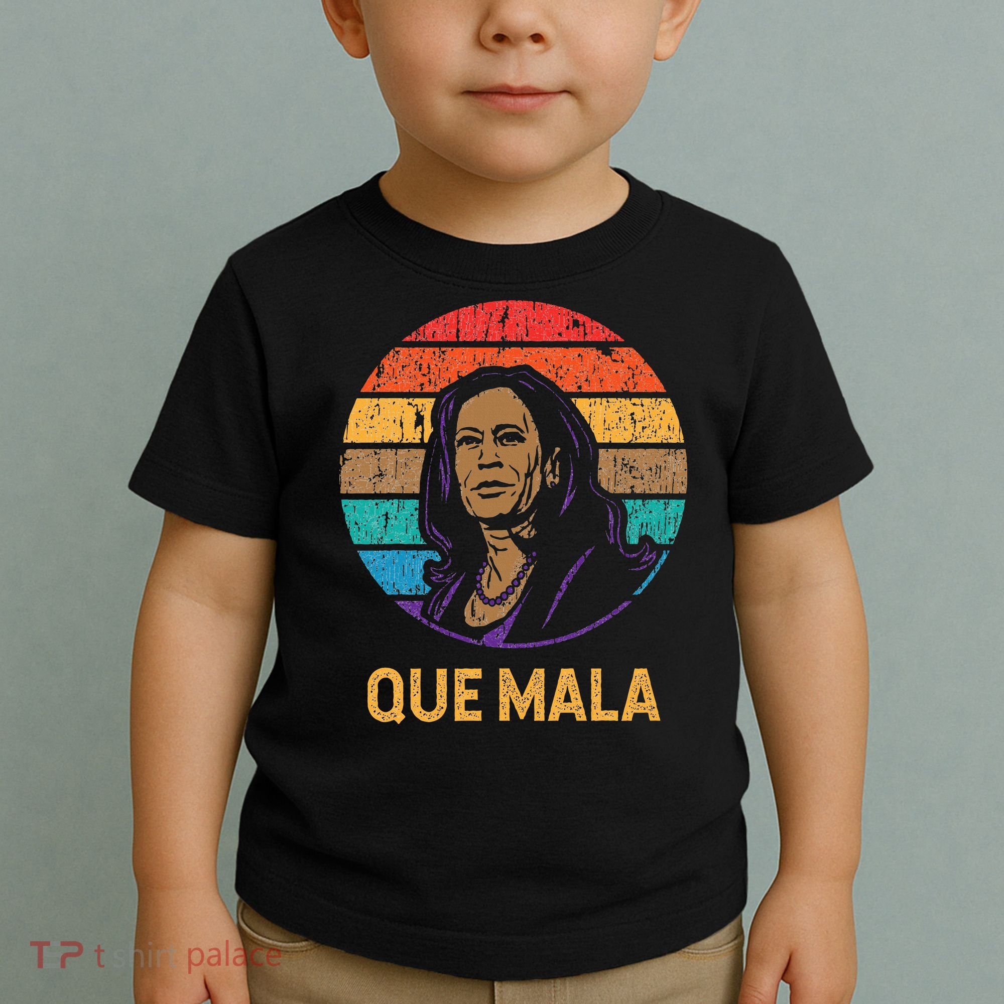 Que Mala Harris Retro Sunset Border Crisis Political Toddler T-Shirt