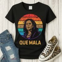Que Mala Harris Retro Sunset Border Crisis Political Women's T-Shirt thumb 3