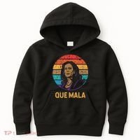 Que Mala Harris Retro Sunset Border Crisis Political Kids Hoodie thumb 0