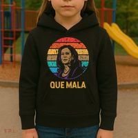 Que Mala Harris Retro Sunset Border Crisis Political Kids Hoodie thumb 3