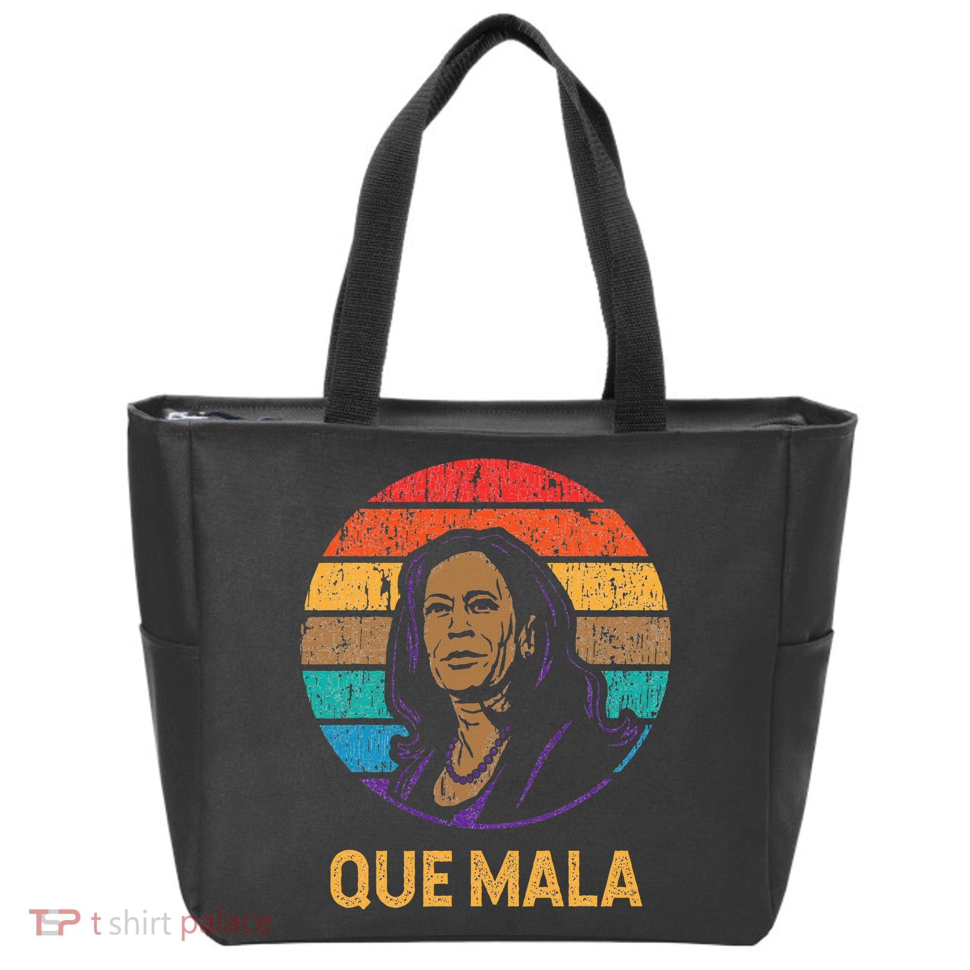 Que Mala Harris Retro Sunset Border Crisis Political Tote Bag