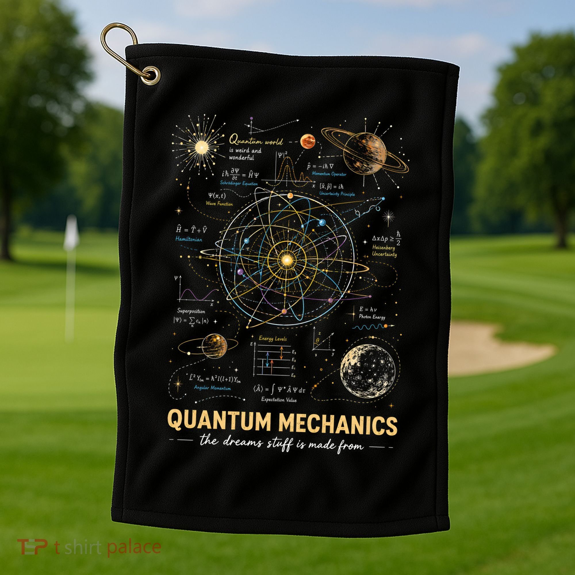 Quantum Mechanics Inspired Cosmic Space Science Golf Towel