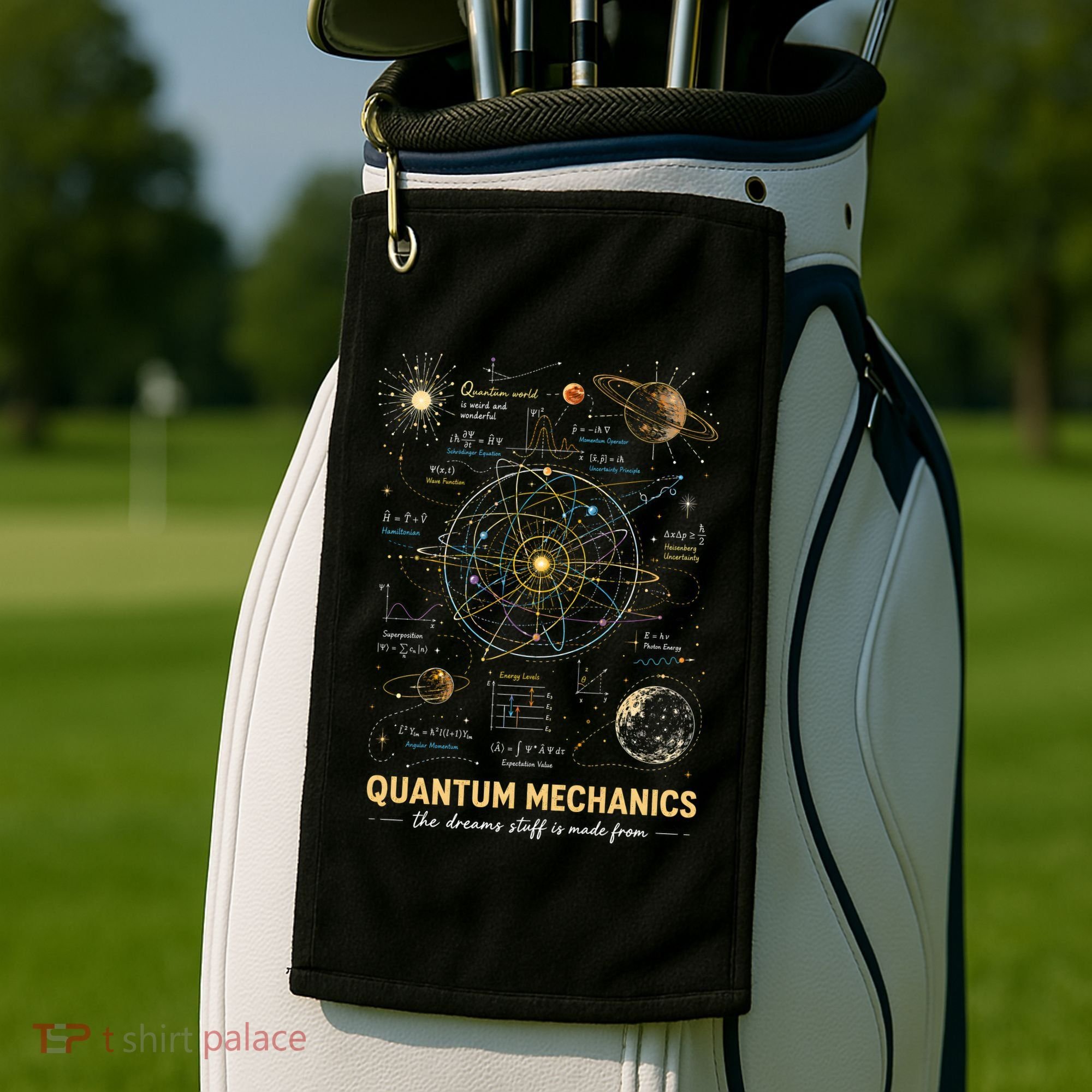 Quantum Mechanics Inspired Cosmic Space Science Golf Towel