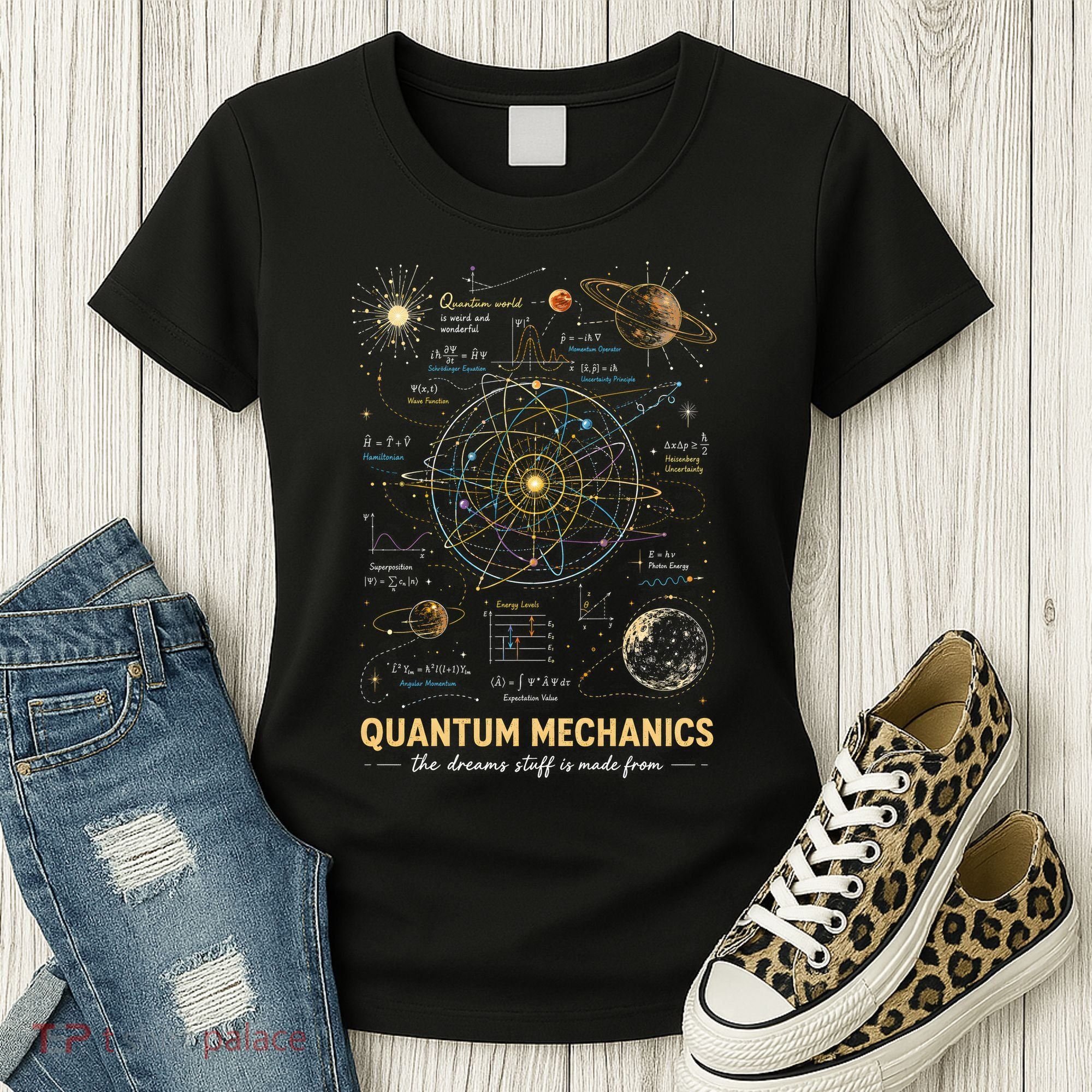 Quantum Mechanics Inspired Cosmic Space Science Women's T-Shirt