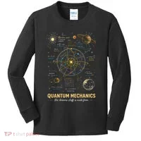 Quantum Mechanics Inspired Cosmic Space Science Kids Long Sleeve Shirt thumb 0