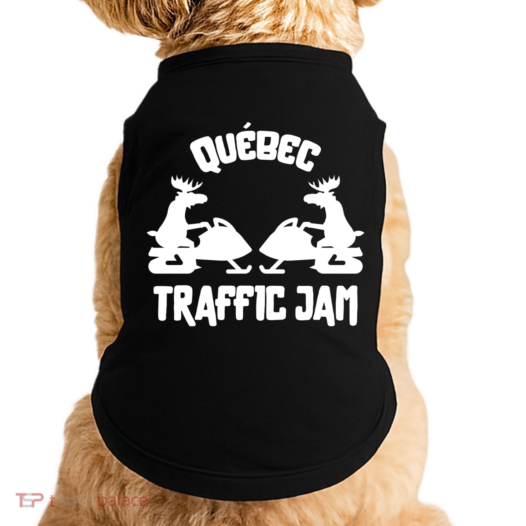 Quebec Moose Snowmobile Traffic Jam For Rider Gift Doggie Tank