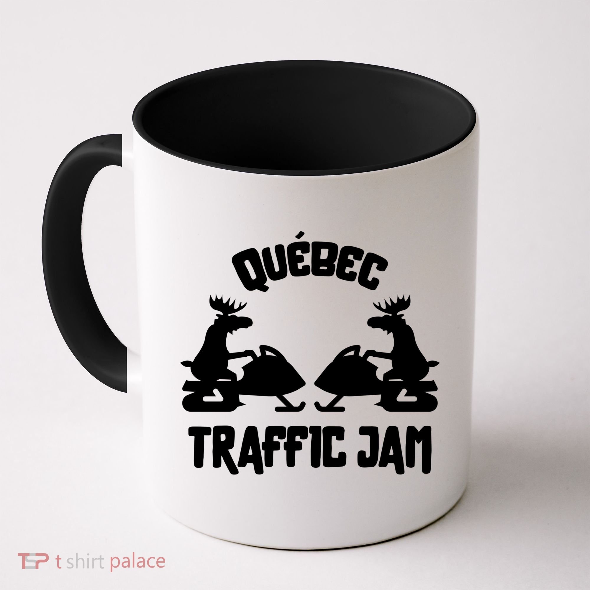 Quebec Moose Snowmobile Traffic Jam For Rider Gift Coffee Mug