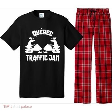 Quebec Moose Snowmobile Traffic Jam For Rider Gift Pajama Set