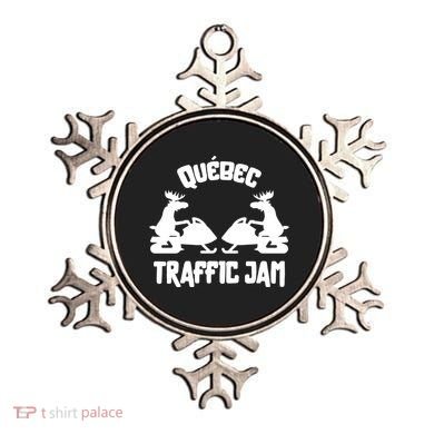 Quebec Moose Snowmobile Traffic Jam For Rider Gift Ornament