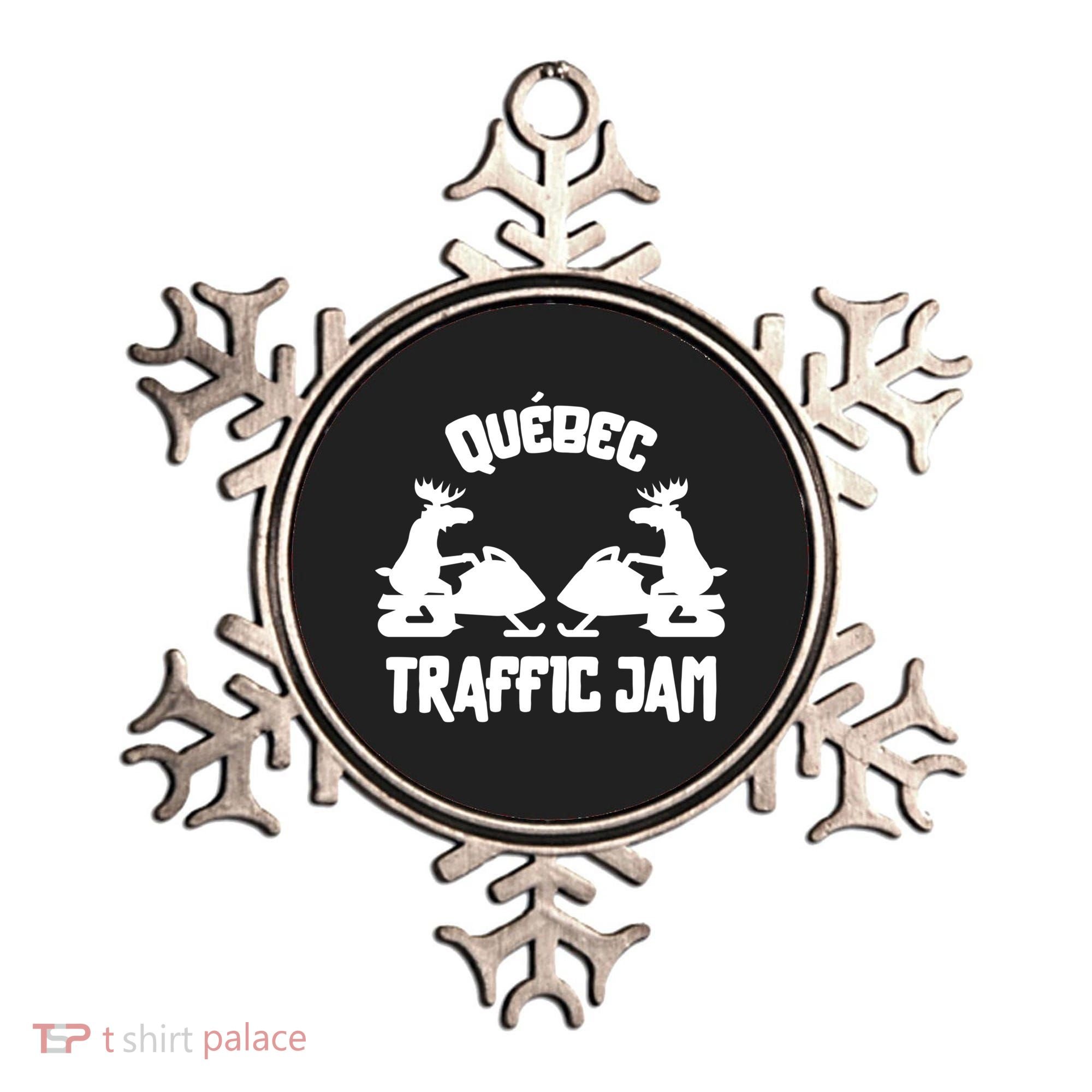 Quebec Moose Snowmobile Traffic Jam For Rider Gift Ornament