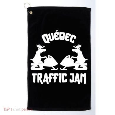 Quebec Moose Snowmobile Traffic Jam For Rider Gift Golf Towel