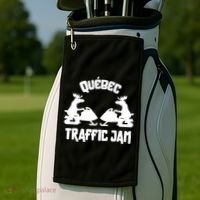 Quebec Moose Snowmobile Traffic Jam For Rider Gift Golf Towel thumb 2