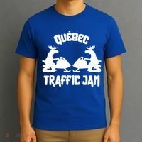 Quebec Moose Snowmobile Traffic Jam For Rider Gift T-Shirt thumb 3
