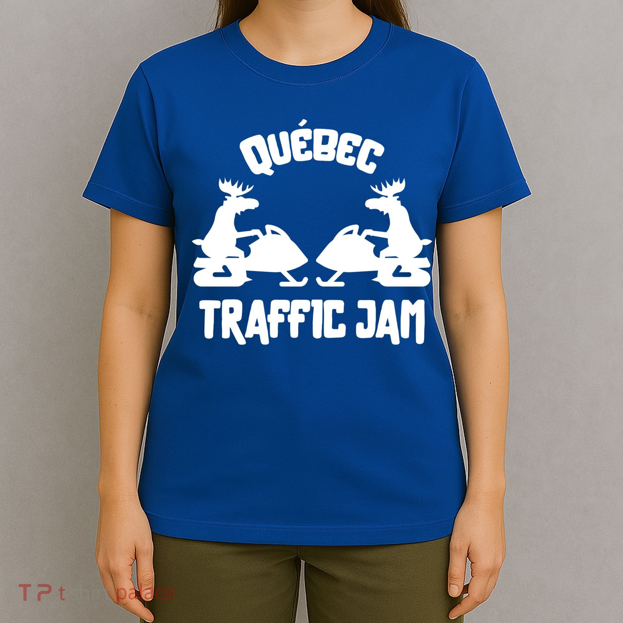 Quebec Moose Snowmobile Traffic Jam For Rider Gift T-Shirt