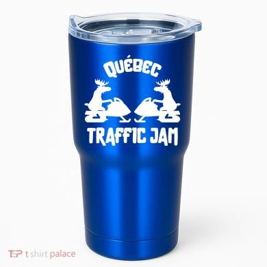 Quebec Moose Snowmobile Traffic Jam For Rider Gift Tumbler