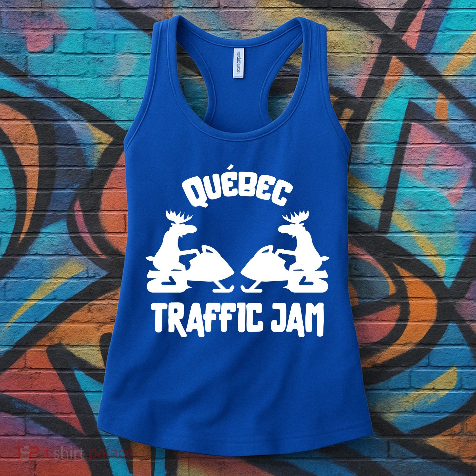 Quebec Moose Snowmobile Traffic Jam For Rider Gift Women's Tank Top