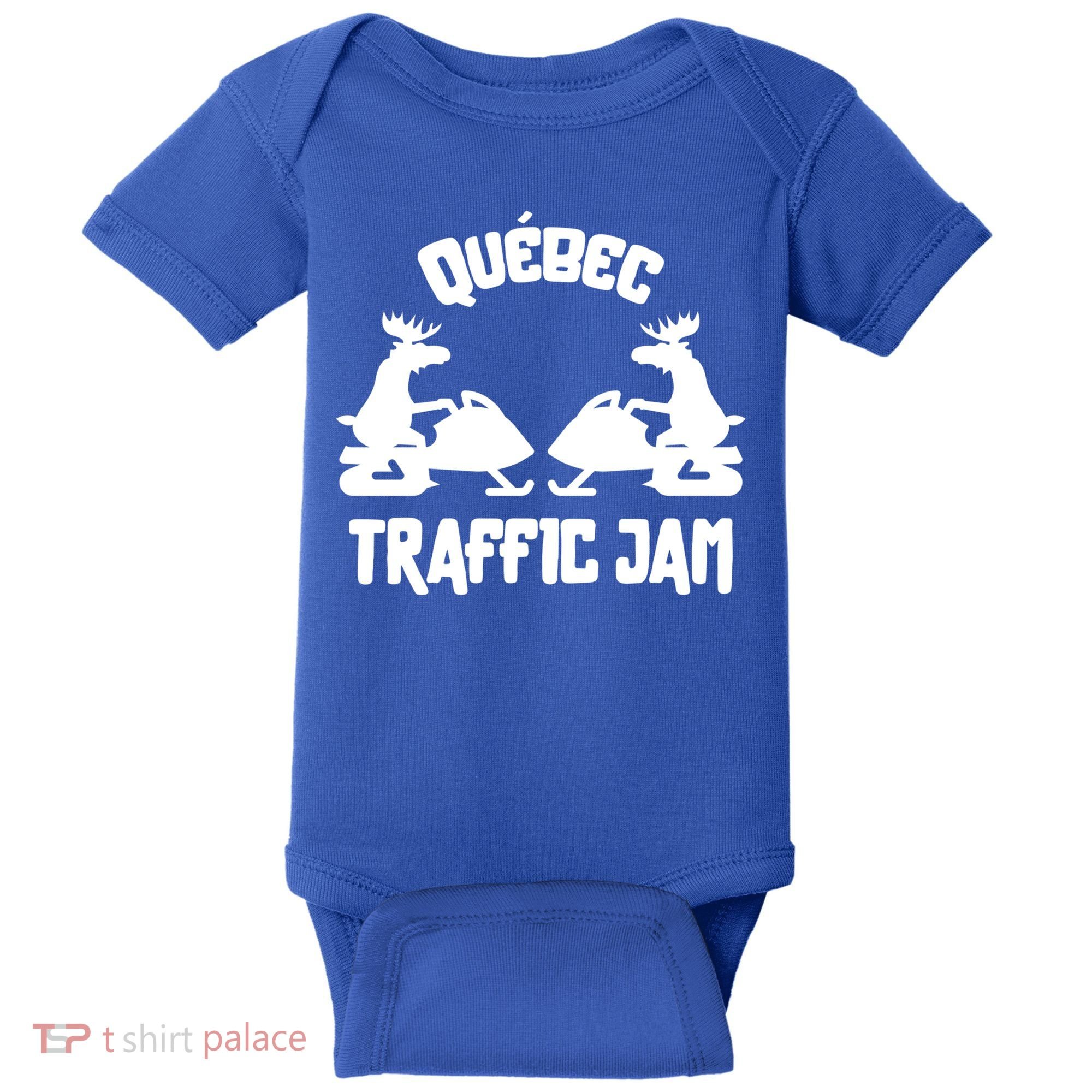 Quebec Moose Snowmobile Traffic Jam For Rider Gift Baby Bodysuit