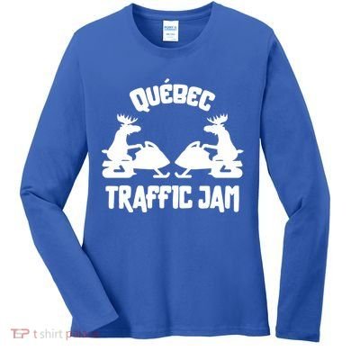 Quebec Moose Snowmobile Traffic Jam For Rider Gift Women's Long Sleeve Shirt