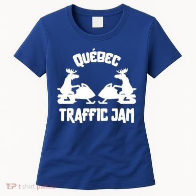 Quebec Moose Snowmobile Traffic Jam For Rider Gift Women's T-Shirt
