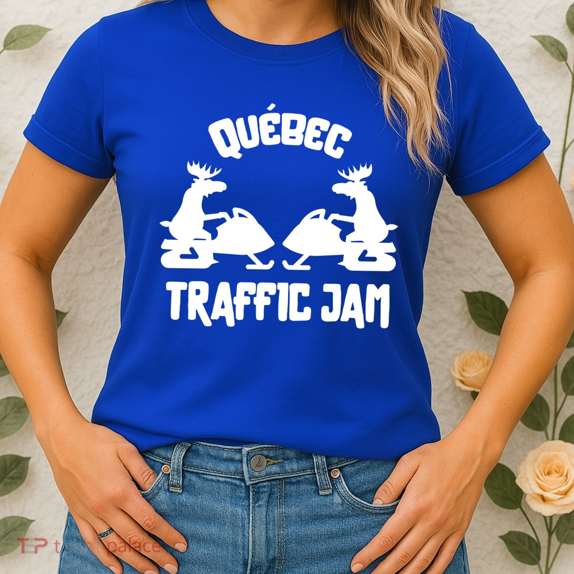 Quebec Moose Snowmobile Traffic Jam For Rider Gift Women's T-Shirt