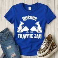 Quebec Moose Snowmobile Traffic Jam For Rider Gift Women's T-Shirt thumb 3