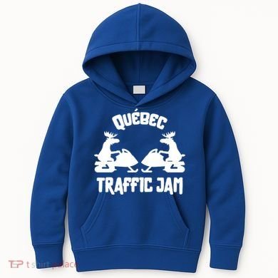 Quebec Moose Snowmobile Traffic Jam For Rider Gift Kids Hoodie