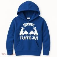 Quebec Moose Snowmobile Traffic Jam For Rider Gift Kids Hoodie thumb 0