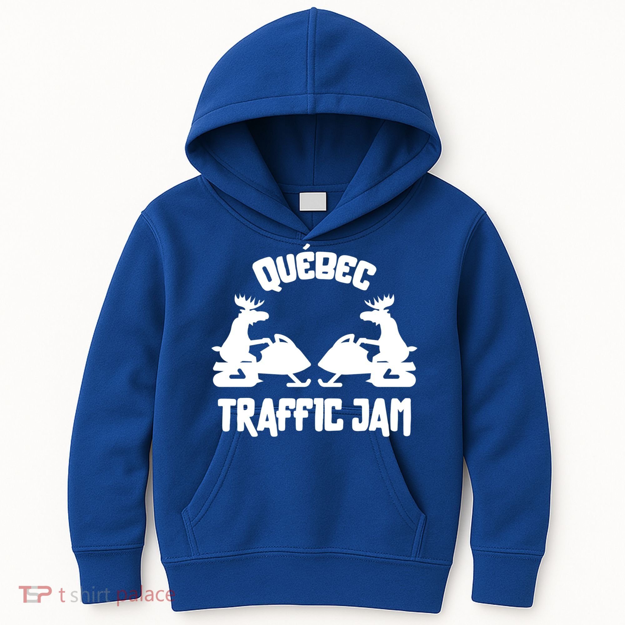 Quebec Moose Snowmobile Traffic Jam For Rider Gift Kids Hoodie