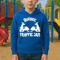 Quebec Moose Snowmobile Traffic Jam For Rider Gift Kids Hoodie thumb 2