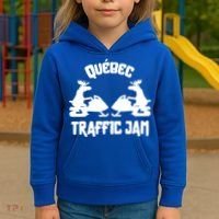 Quebec Moose Snowmobile Traffic Jam For Rider Gift Kids Hoodie thumb 3