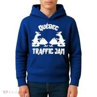 Quebec Moose Snowmobile Traffic Jam For Rider Gift Kids Hoodie thumb 4