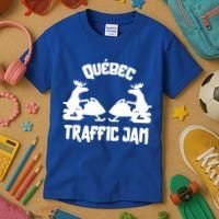 Quebec Moose Snowmobile Traffic Jam For Rider Gift Kids T-Shirt thumb 3