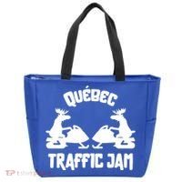 Quebec Moose Snowmobile Traffic Jam For Rider Gift Tote Bag thumb 0
