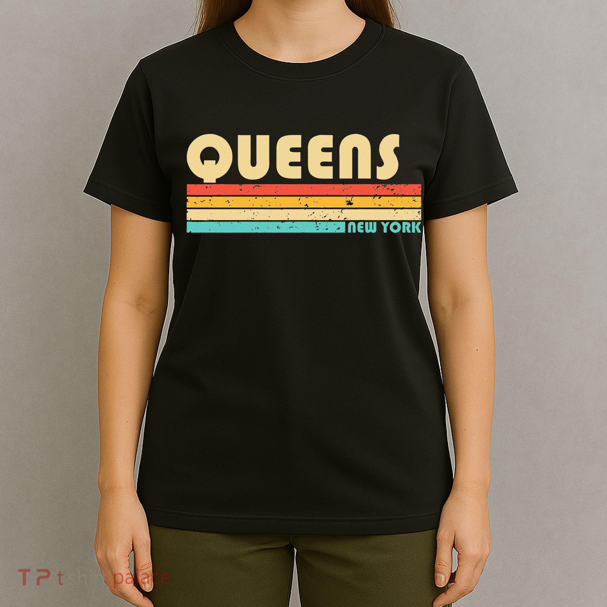 QUEENS NY NEW YORK Funny City Home Roots Retro 70s 80s T-Shirt
