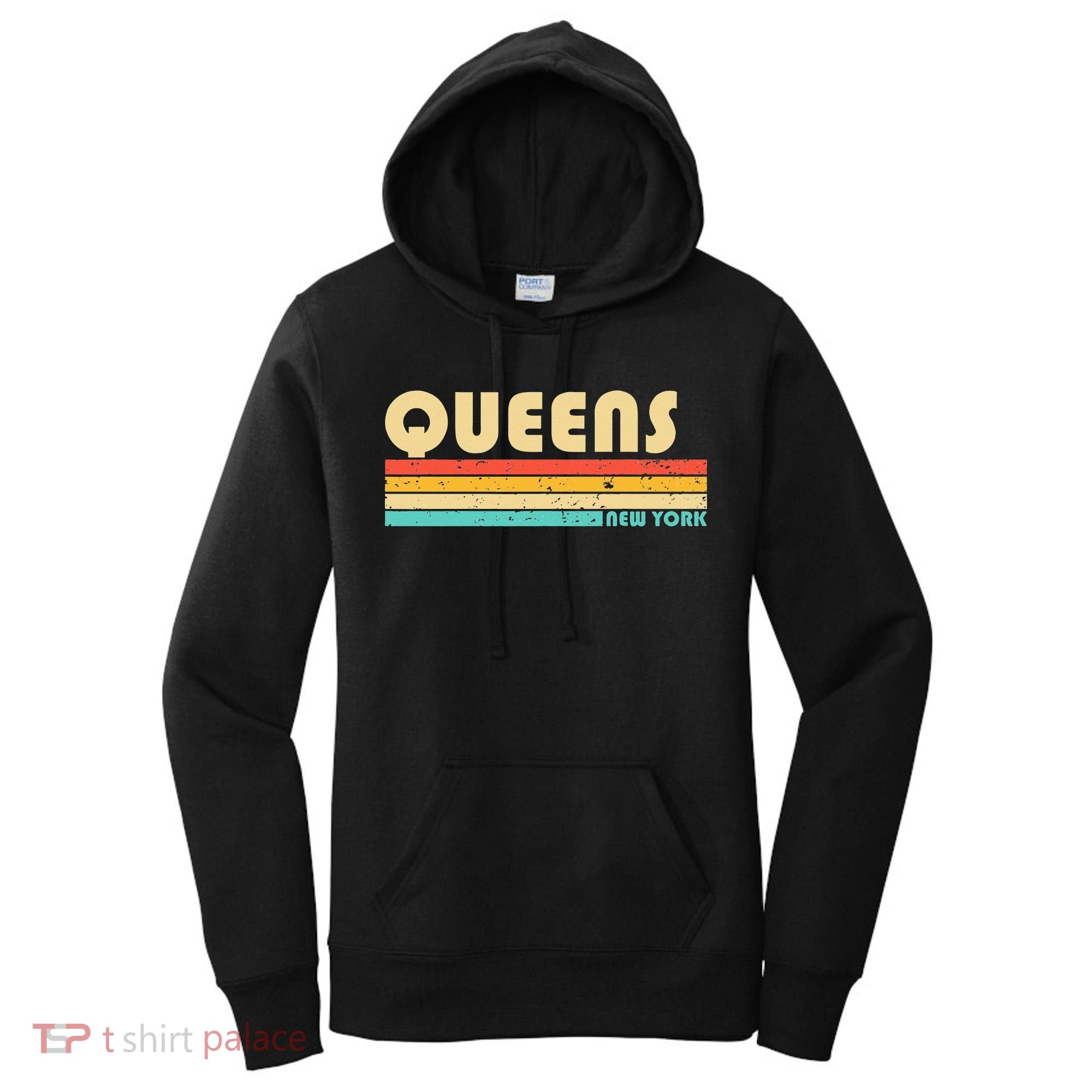 QUEENS NY NEW YORK Funny City Home Roots Retro 70s 80s Women's Hoodie